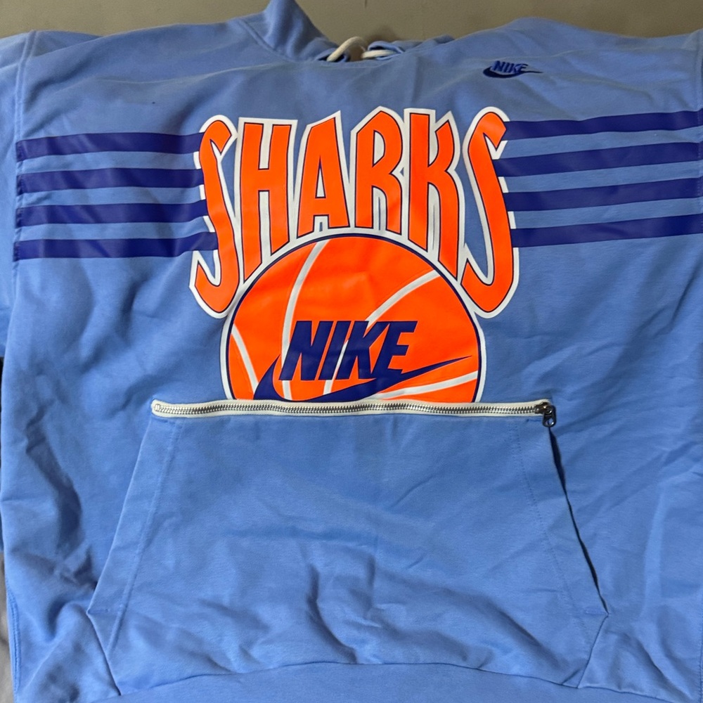 Nike Sharks Blue Hoodie with Orange and Blue Accents